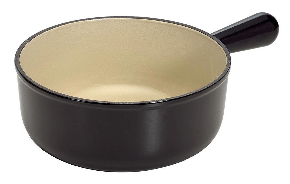 Le Creuset Schwenkkasserolle Caquelon Fonduetopf Gusseisen Schwarz 20cm günstig online kaufen