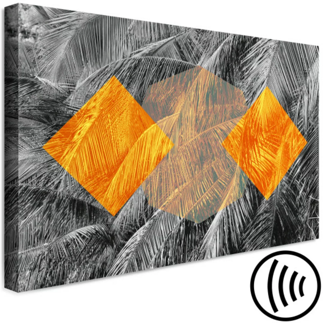 Wandbild Palmen mit Geometrie – eine tropische Landschaft mit schwarz-weiße günstig online kaufen