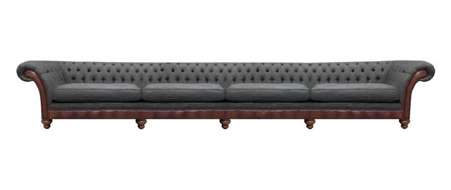 Xlmoebel Sofa Viersitziges graues Chesterfield-Polstersofa für das Wohnzimm günstig online kaufen