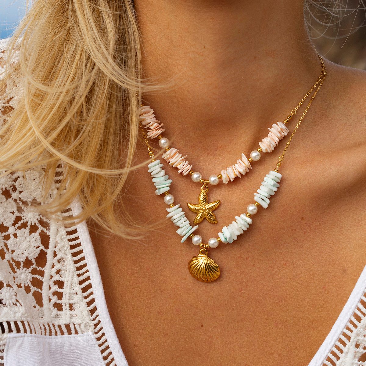 KARMA Kette mit Anhänger Halskette Muscheln günstig online kaufen