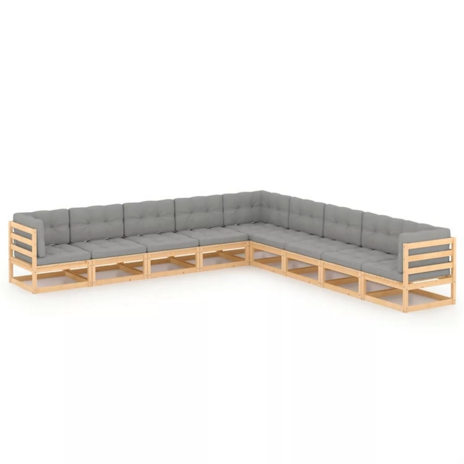 9-tlg. Garten-lounge-set Mit Kissen Kiefer Massivholz günstig online kaufen