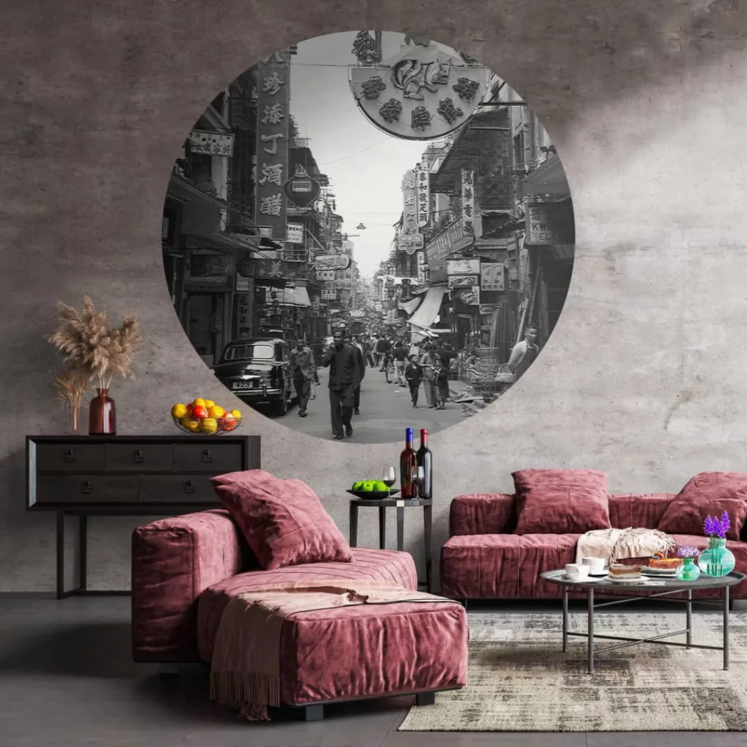 Wallart Fototapete Hong Kong The Old Days Rund 190 Cm günstig online kaufen