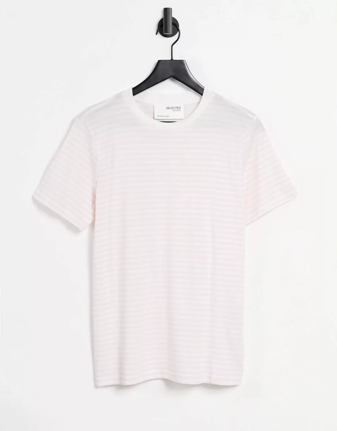 Selected My Perfect Box Cut-stripe Kurzärmeliges T-shirt S Primrose Pink / günstig online kaufen