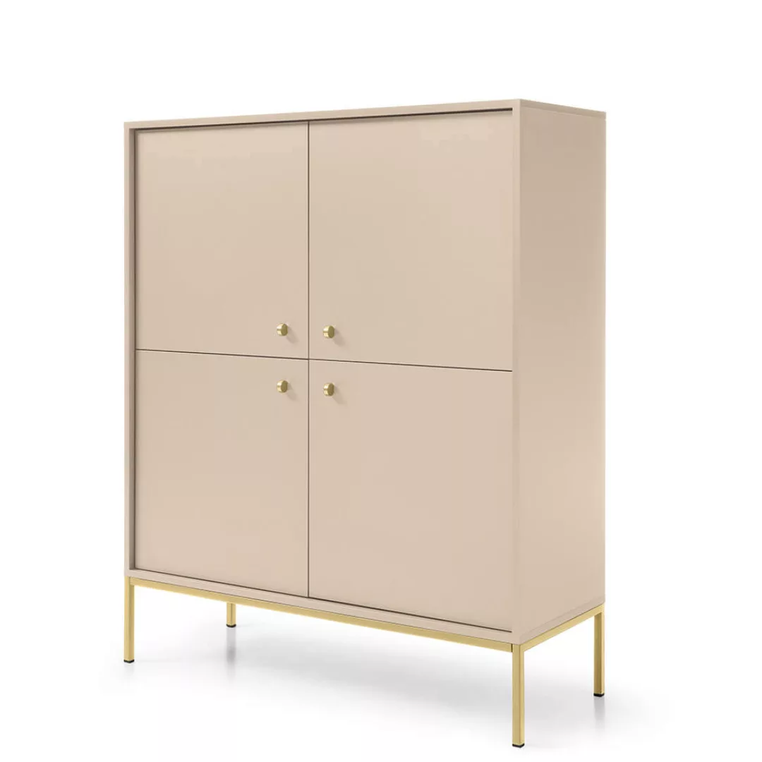 Highboard in beige, Fußgestell goldfarben, MALAGA-160 günstig online kaufen