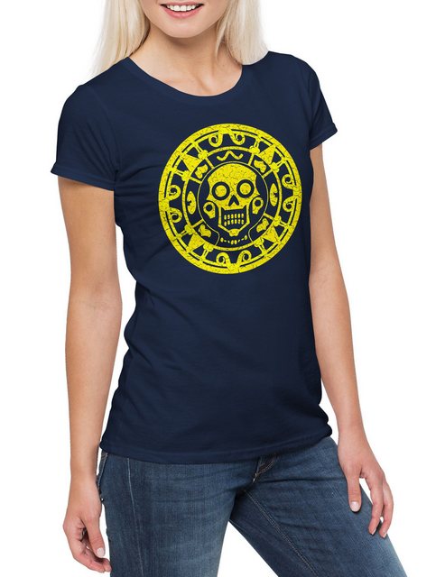 Urban Backwoods Print-Shirt Aztec Skull Symbol Damen T-Shirt Art American I günstig online kaufen