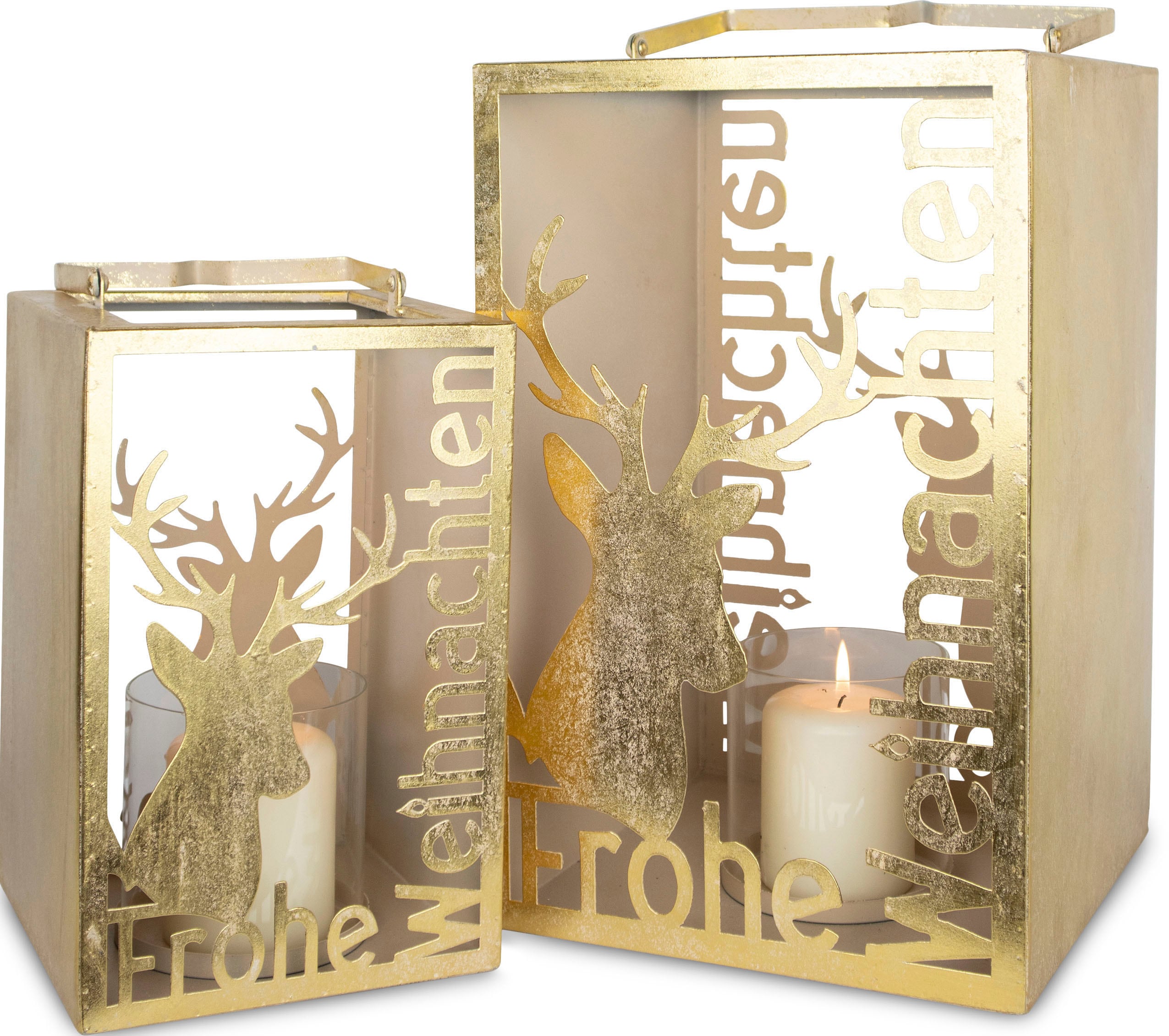 my home Kerzenlaterne »Delilah mit Hirschmotiv und Schriftzug "Frohe Weihna günstig online kaufen