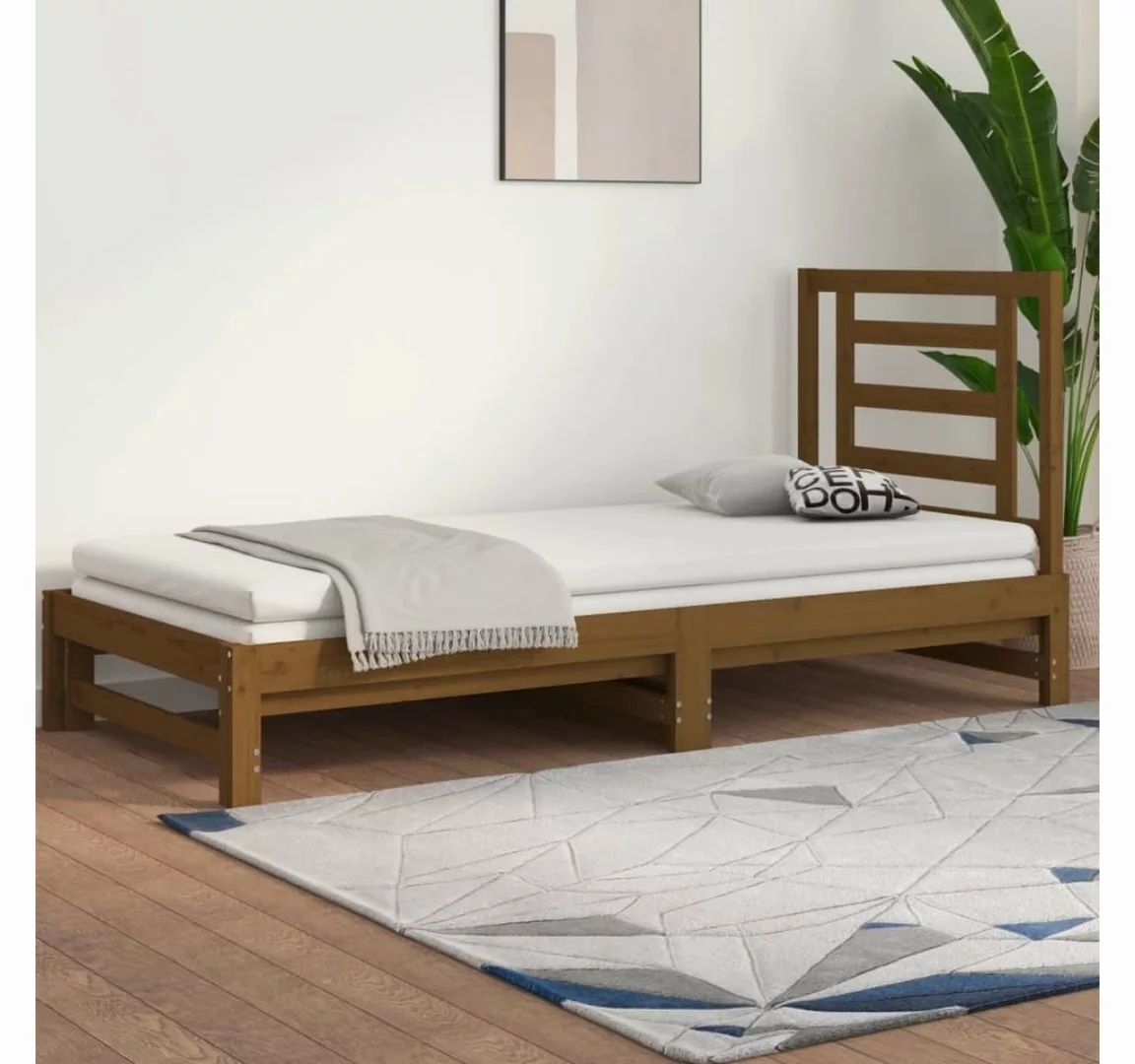 vidaXL Bett Tagesbett Ausziehbar Honigbraun 2x(90x200) cm Massivholz Kiefer günstig online kaufen