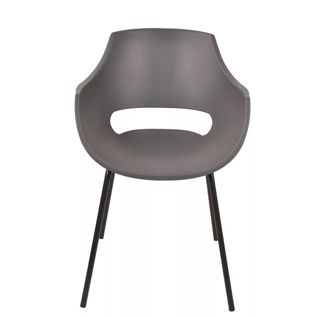 Kunststoff Esstisch Stühle in Grau und Schwarz Armlehnen (2er Set) günstig online kaufen