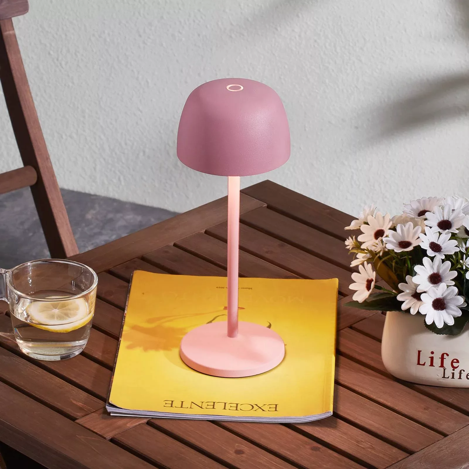 Lindby LED-Akku-Tischleuchte Arietty, pink, dimmbar, IP54 günstig online kaufen