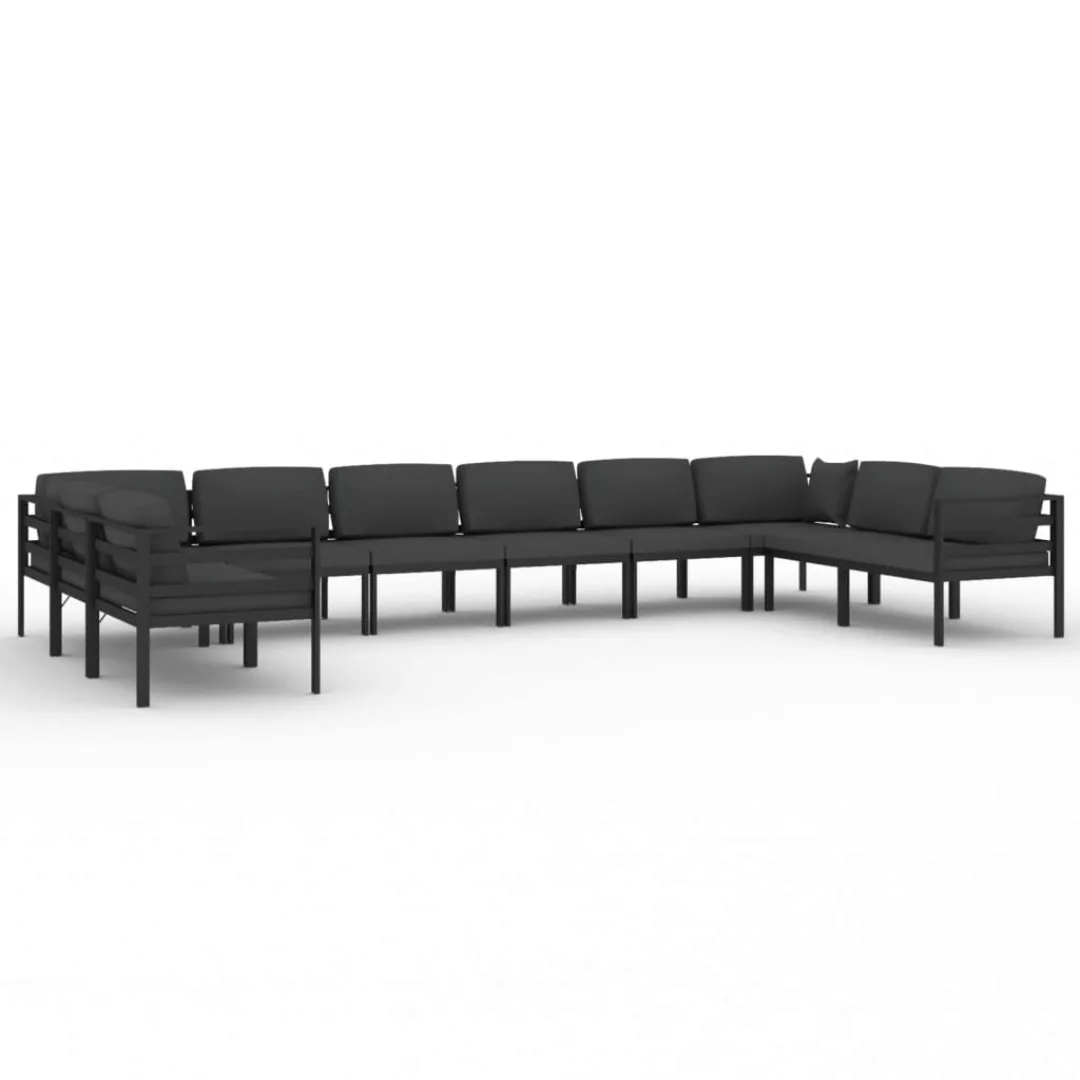 Vidaxl 10-tlg. Garten-lounge-set Mit Kissen Aluminium Anthrazit günstig online kaufen