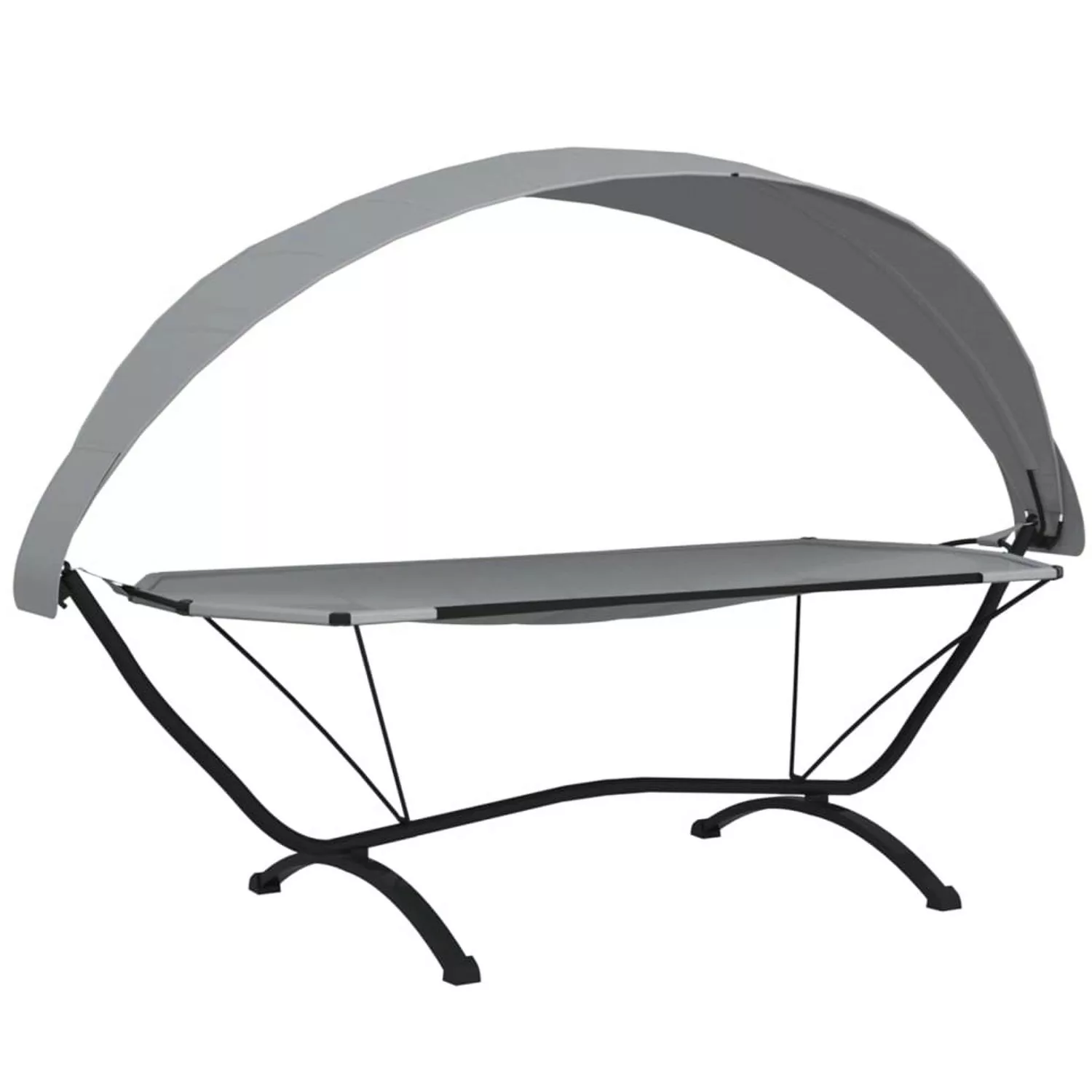 vidaXL Outdoor-Loungebett mit Dach Grau Stahl und Oxford-Stoff günstig online kaufen