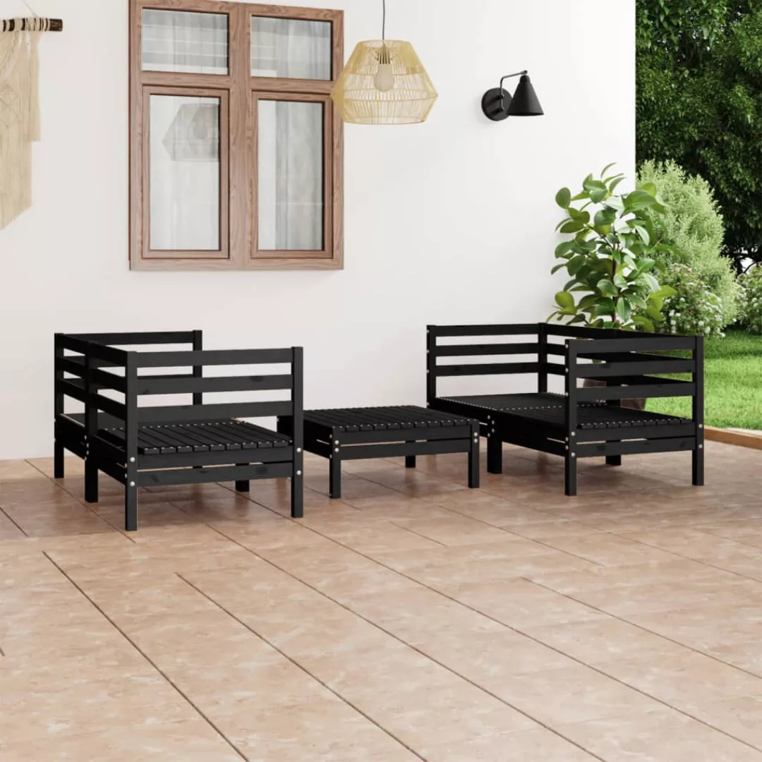 5-tlg. Garten-lounge-set Schwarz Massivholz Kiefer günstig online kaufen