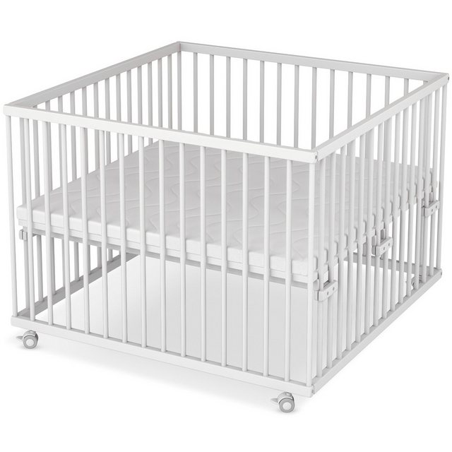 Sämann Babybett Laufgitter 100x100 cm mit Matratze weiß Premium Kollektion günstig online kaufen