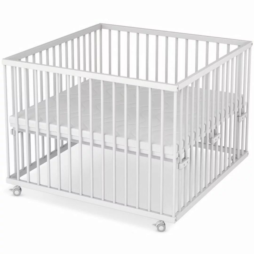 Sämann Babybett Laufgitter 100x100 cm mit Matratze SleepPlus weiß Premium K günstig online kaufen