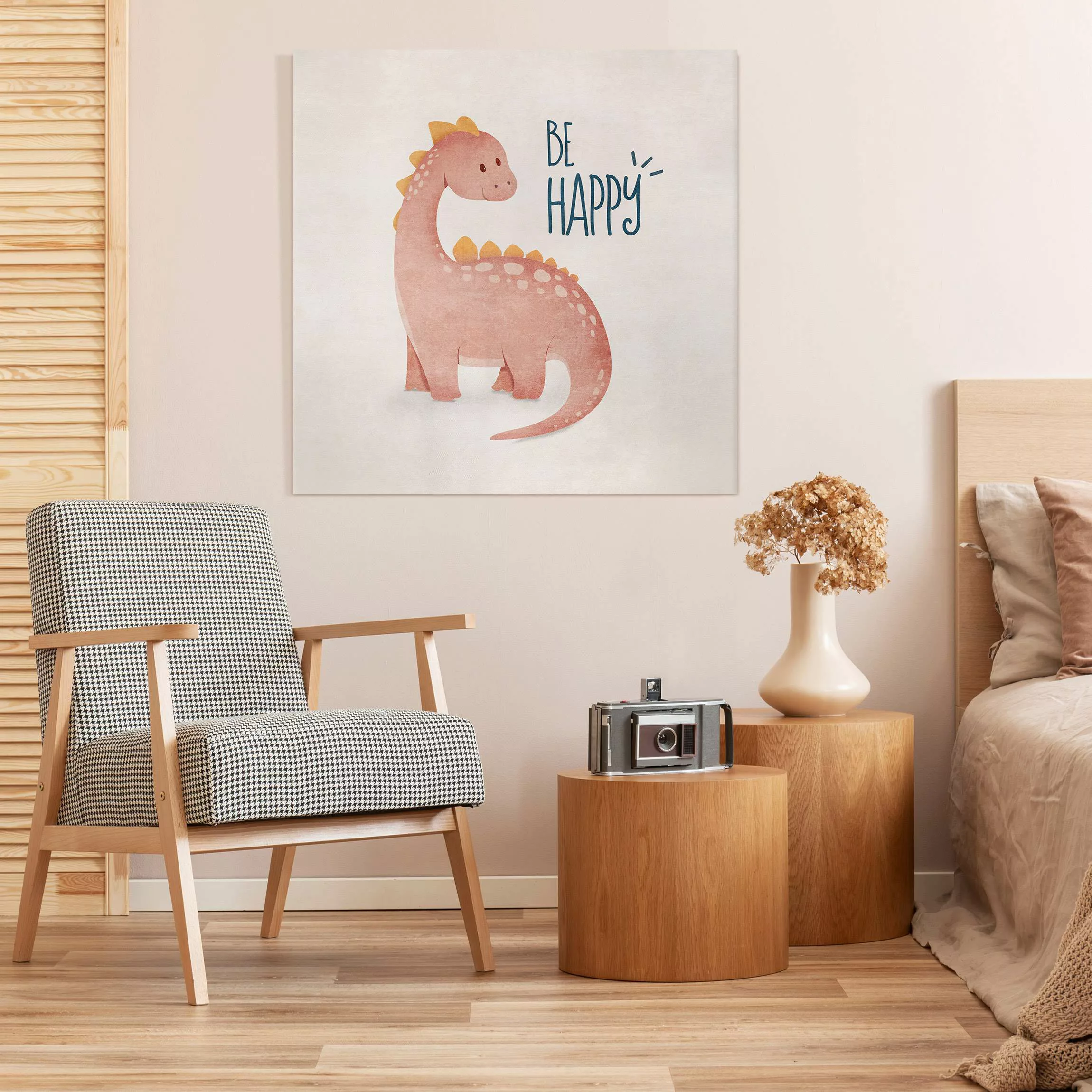 Leinwandbild Süße Dinos - Be happy günstig online kaufen