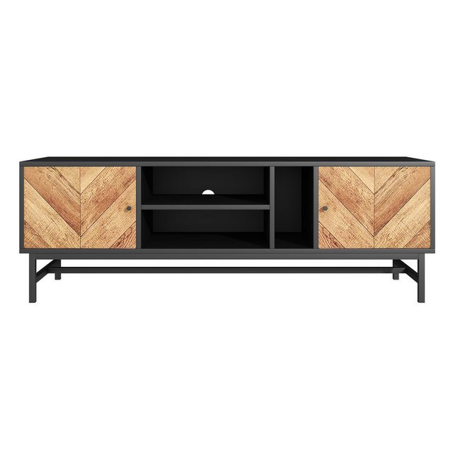 Rutaqian TV-Schrank 150 cm TV-Schrank – Schwarz-Holz-Kontrastdesign (1-St) günstig online kaufen