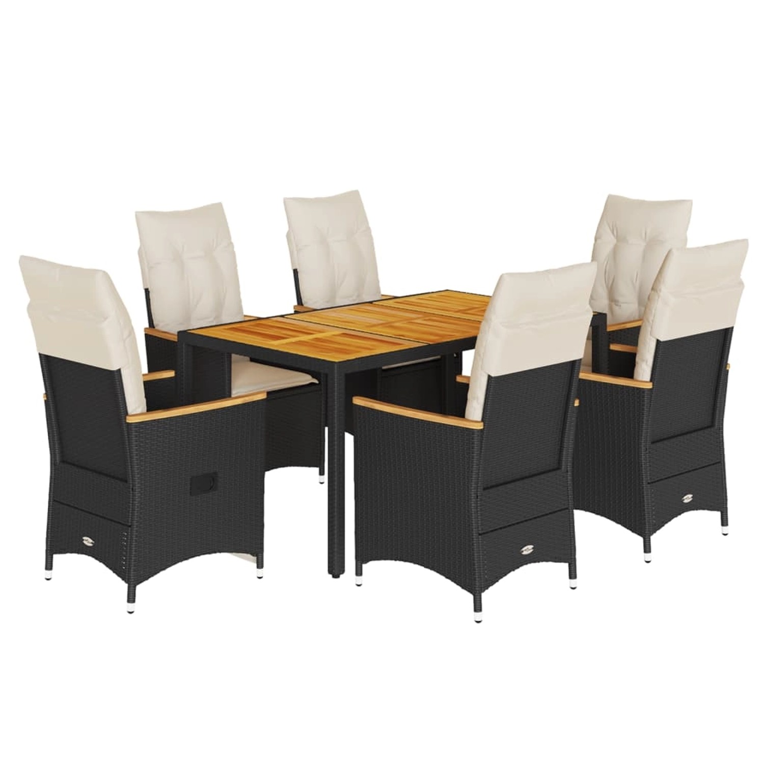 vidaXL 7-Tlg Garten-Essgruppe mit Kissen Schwarz Poly Rattan 3276836 günstig online kaufen