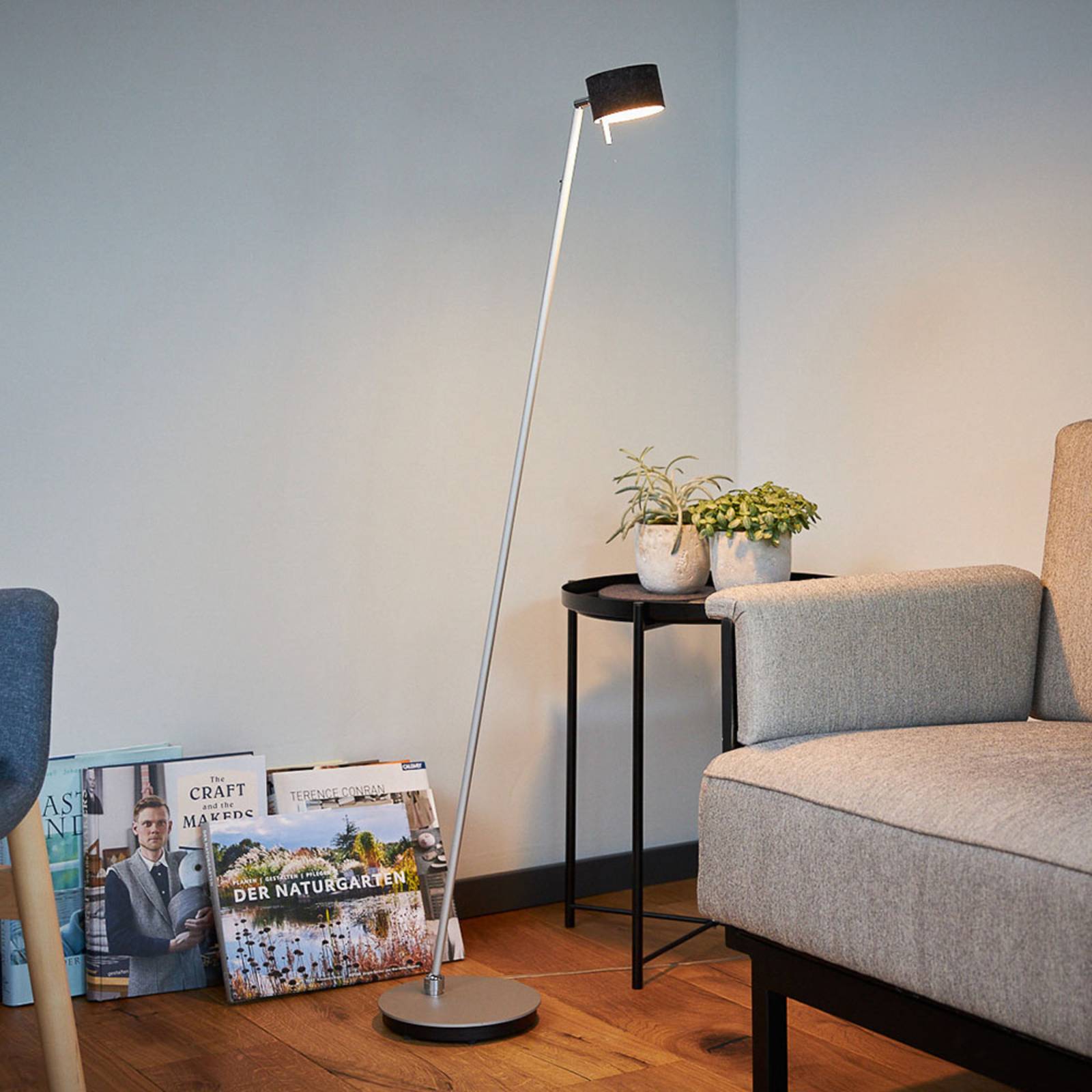 LED-Stehleuchte CAI, dimmbar, graphit/wollweiß günstig online kaufen