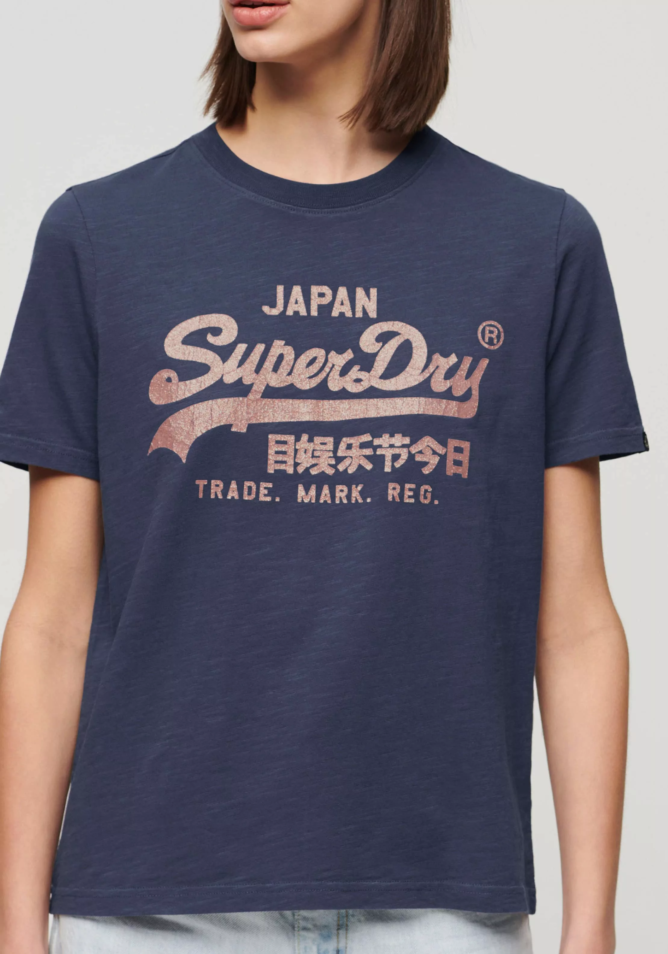 Superdry T-Shirt METALLIC VL RELAXED T SHIRT Print-Shirt mit glitzerndem Lo günstig online kaufen