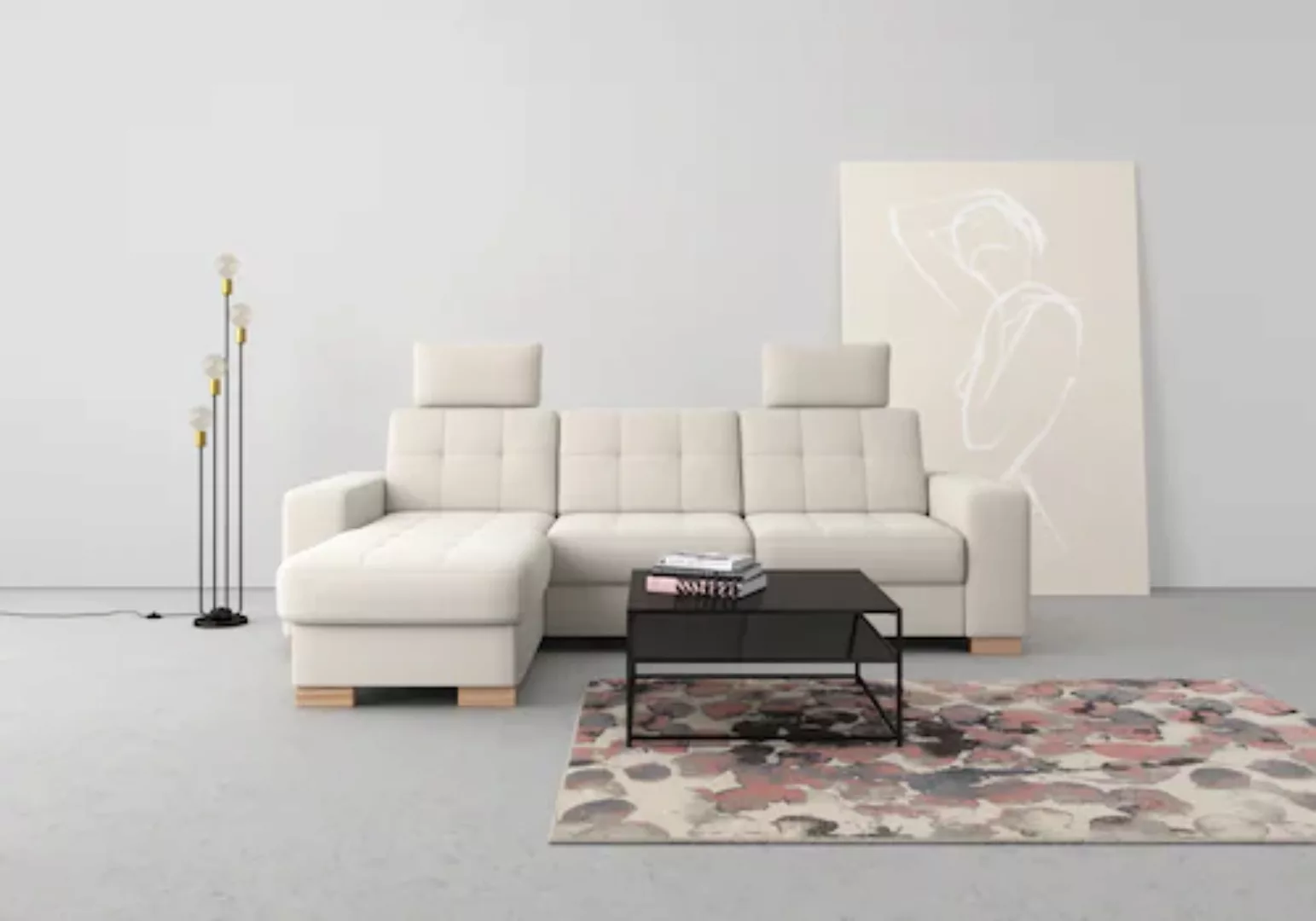 sit&more Ecksofa »Quincy L-Form«, wahlweise mit Bettfunktion und Bettkasten günstig online kaufen