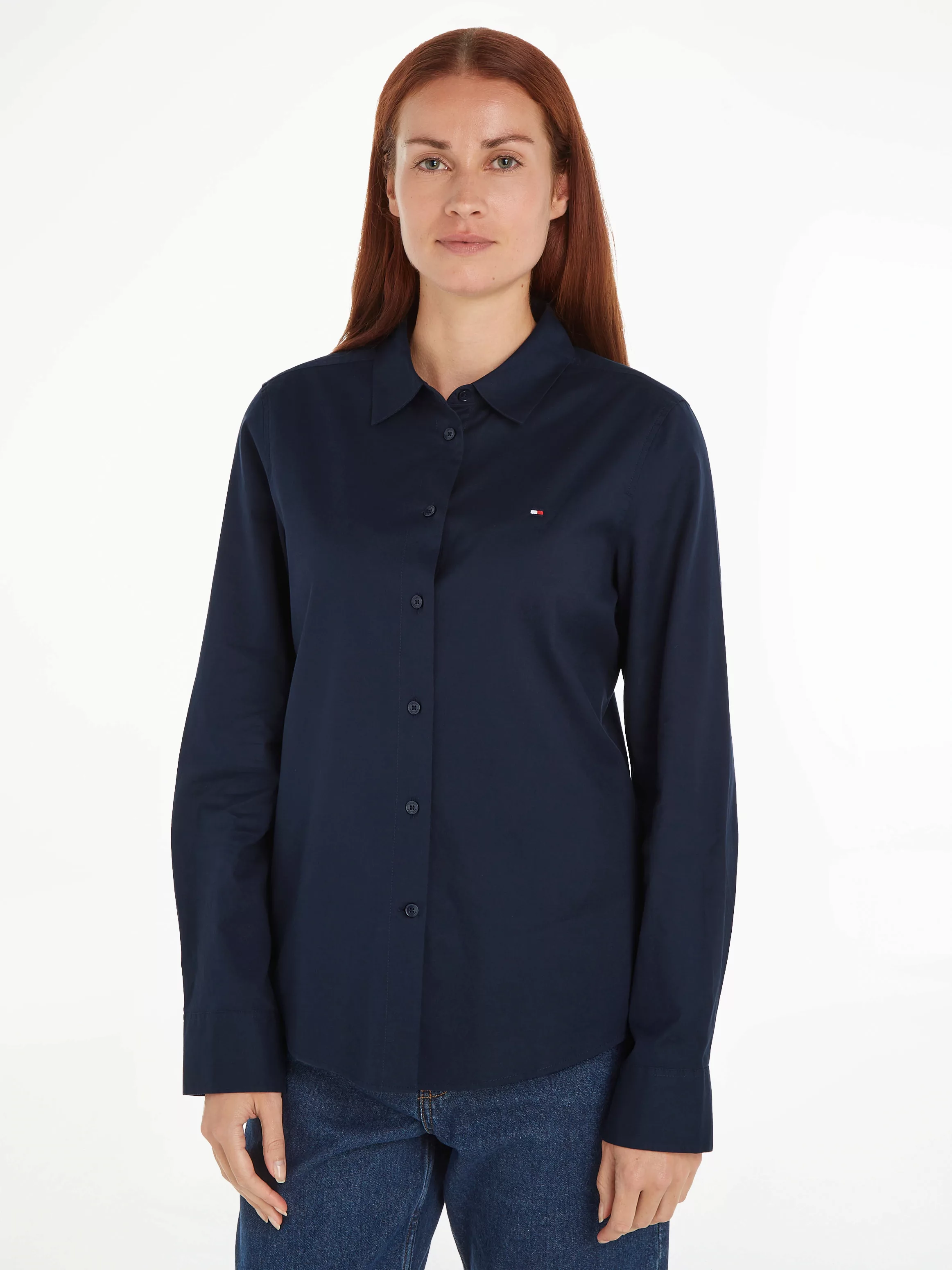 Tommy Hilfiger Hemdbluse "STRETCH OXFORD REGULAR SHIRT", mit Logostickerei günstig online kaufen