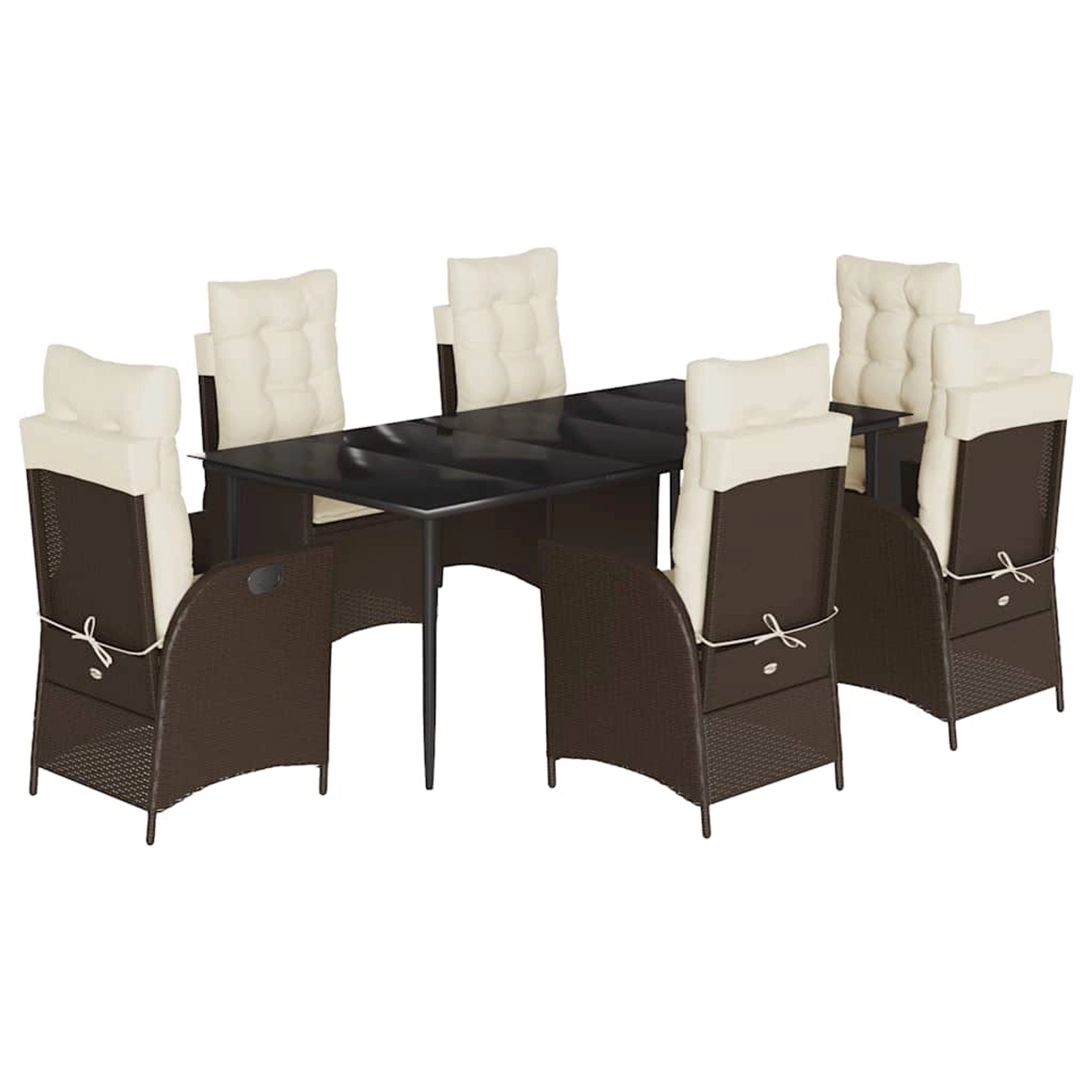 vidaXL 7-Tlg Garten-Essgruppe mit Kissen Braun Poly Rattan 3213201 günstig online kaufen