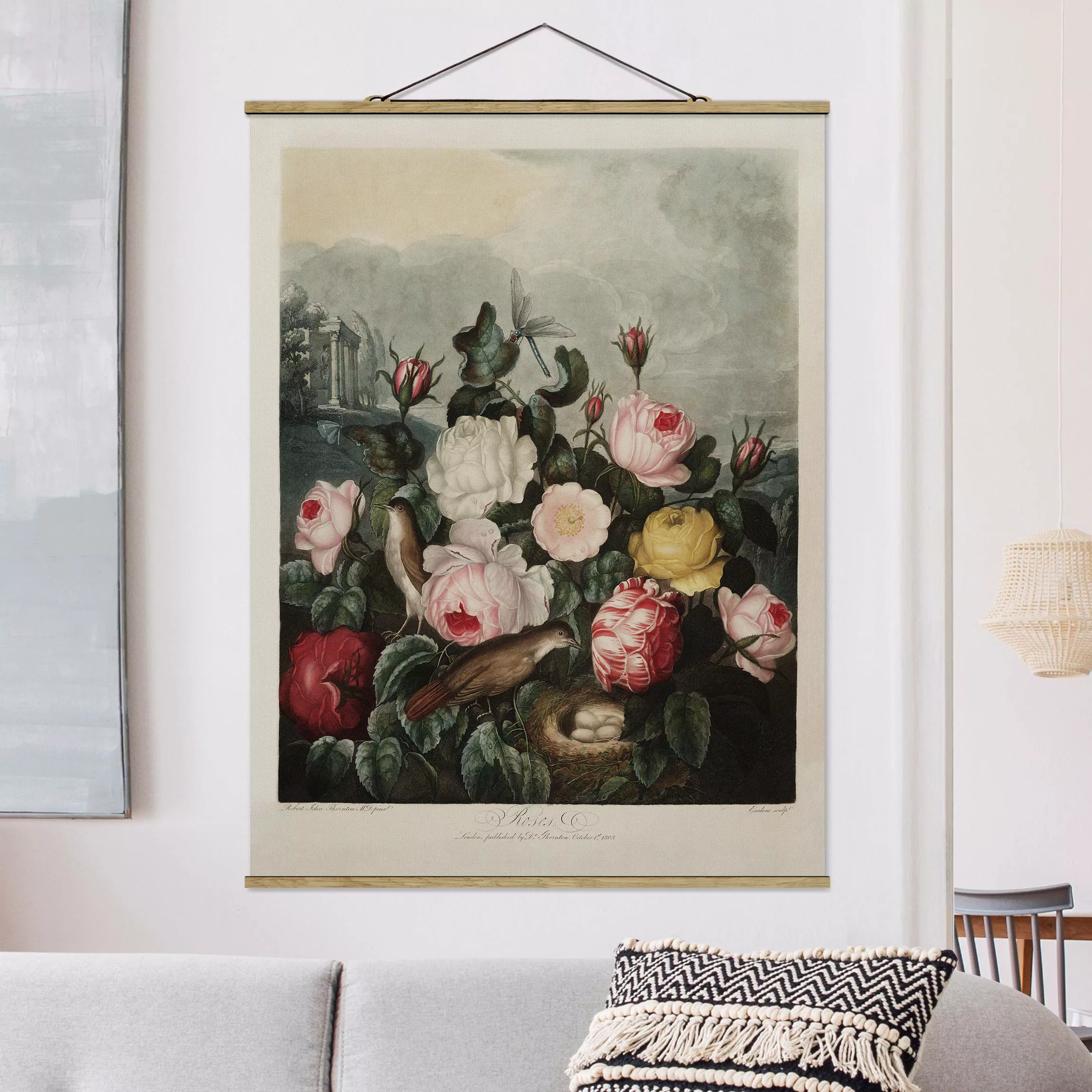 home24 Stoffbild Botanik Vintage  Rosen günstig online kaufen