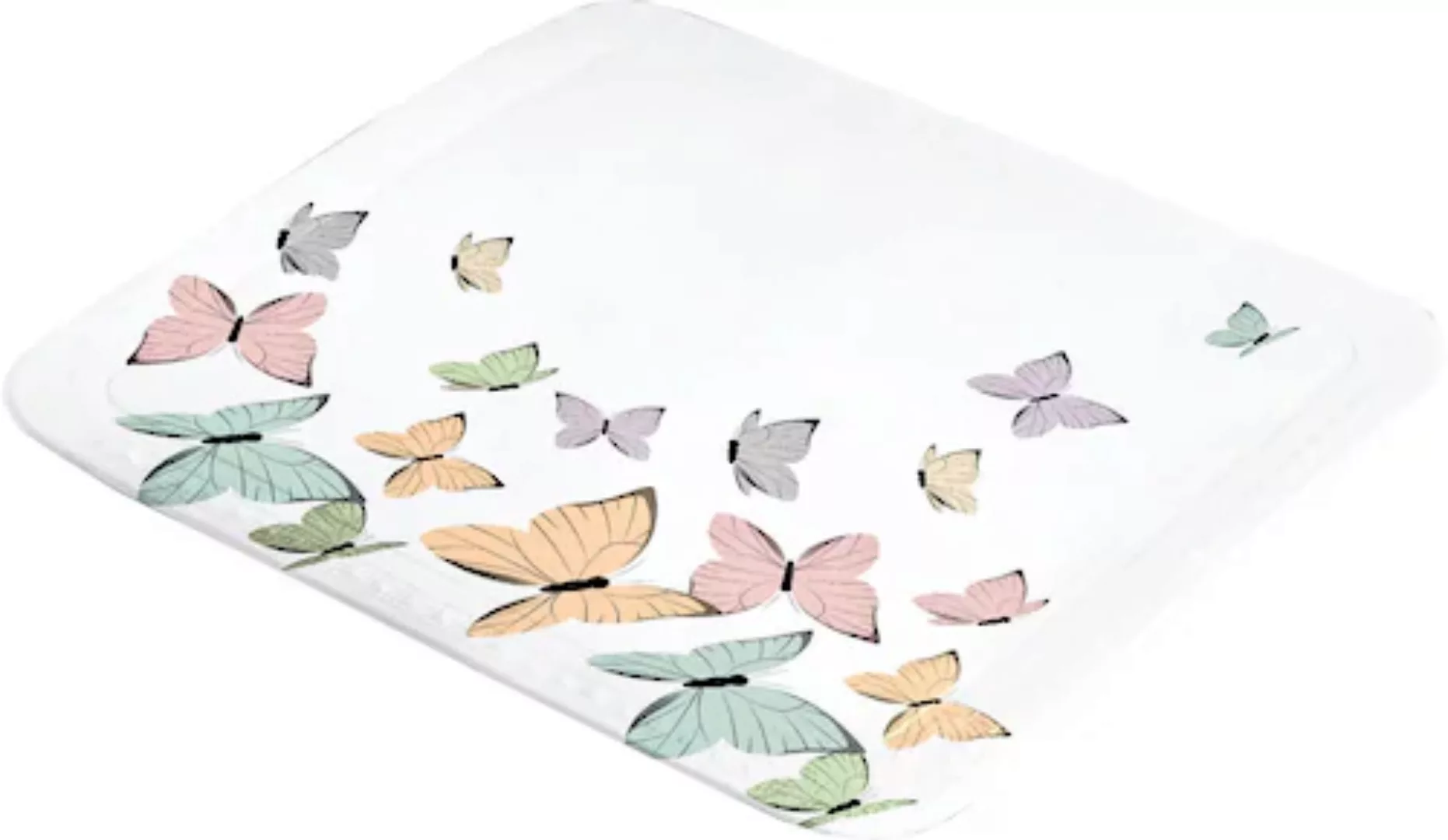 home24 Duscheinlage Butterflies Weiß/Mehrfarbig PVC 55x55 cm (BxT) günstig online kaufen