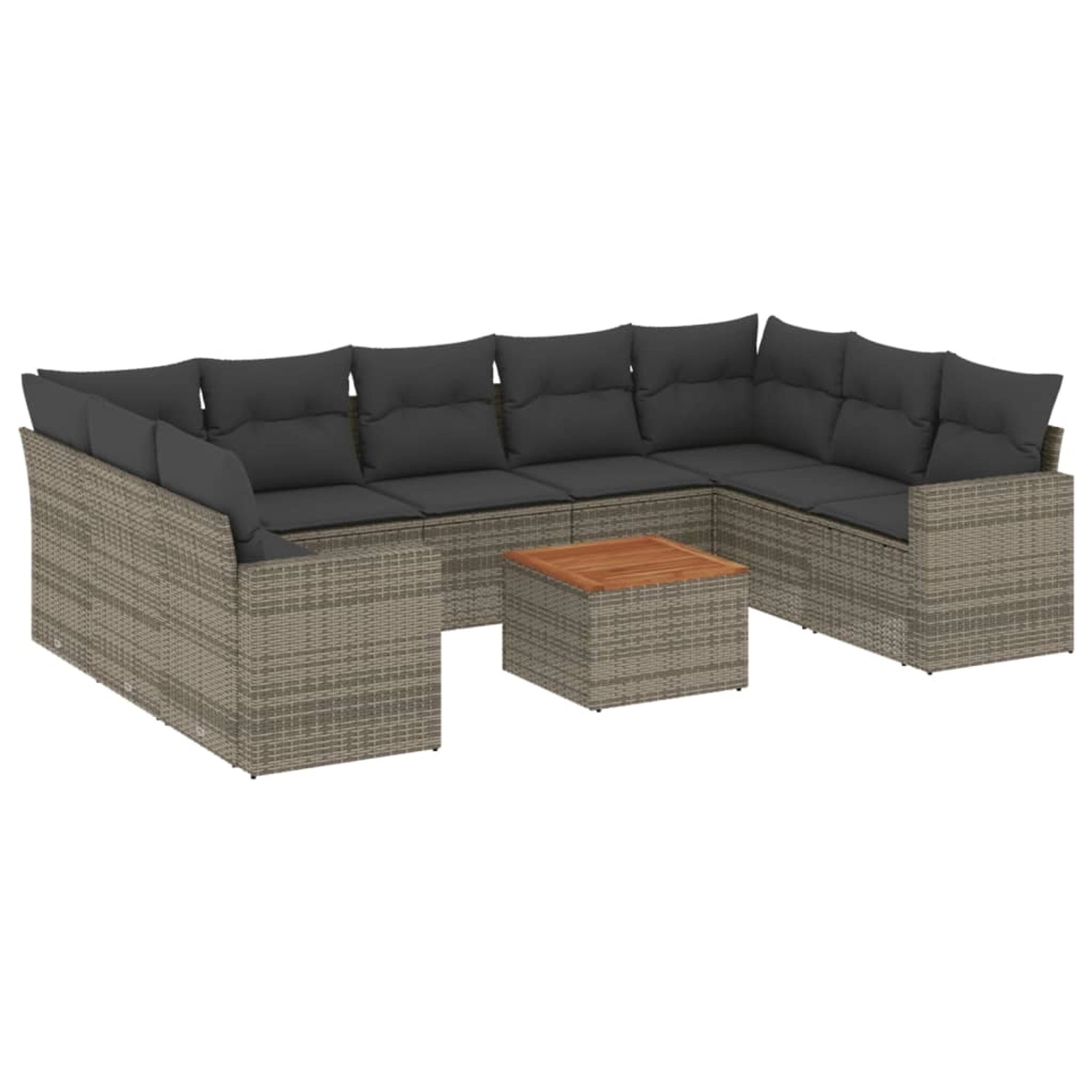 vidaXL 10-Tlg Garten-Sofagarnitur mit Kissen Grau Poly Rattan 3256599 günstig online kaufen