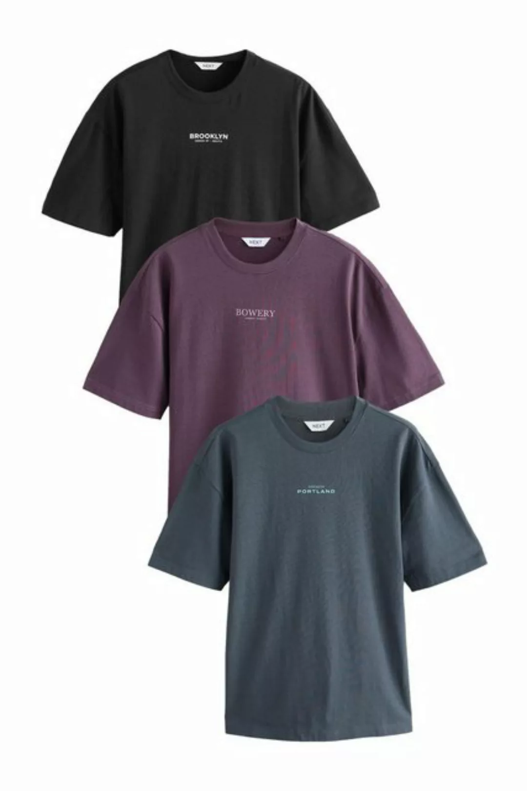 Next Print-Shirt Schweres Basic-T-Shirt im Relaxed Fit, 3er-Pack (3-tlg) günstig online kaufen