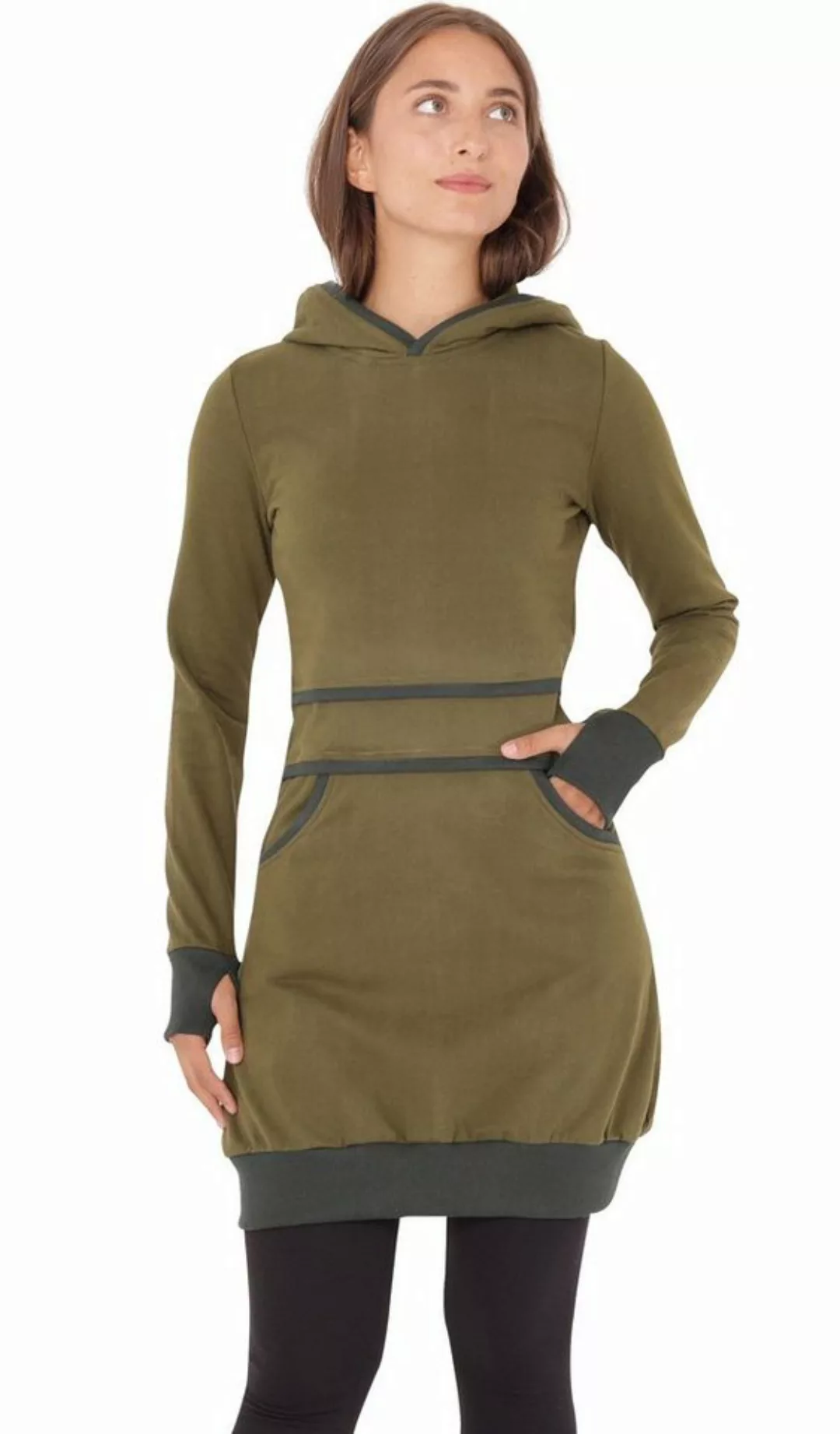 PUREWONDER Sweatkleid Kapuzenpullover-Kleid dr19 einfarbiges Hoodie-Kleid günstig online kaufen