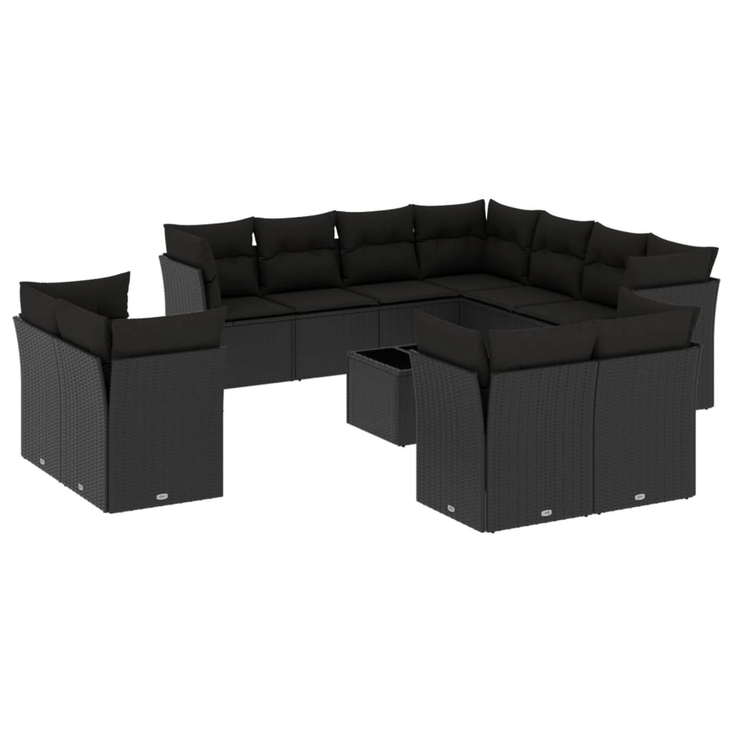 vidaXL 12-tlg Garten-Sofagarnitur mit Kissen Schwarz Poly Rattan Modell 41 günstig online kaufen