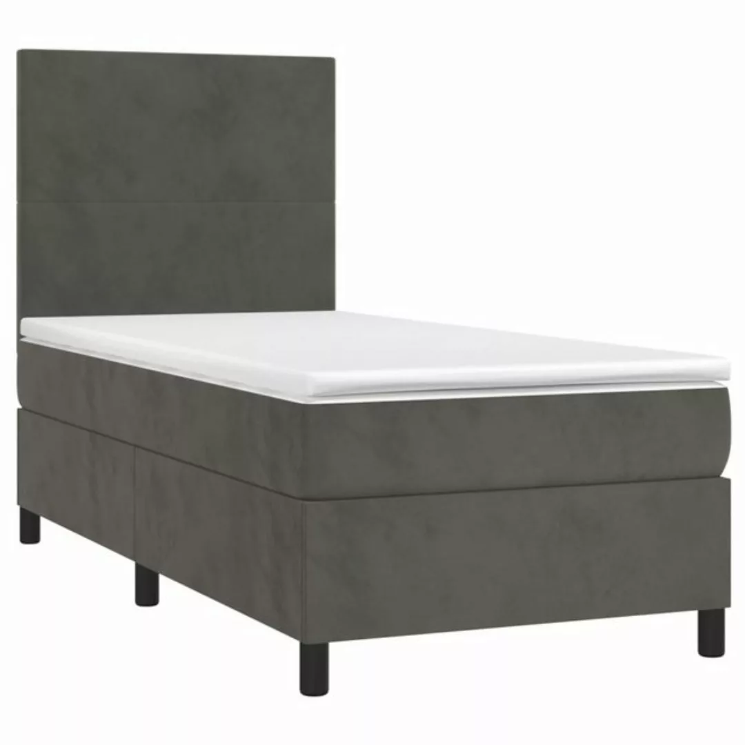 vidaXL Bettgestell Boxspringbett mit Matratze Dunkelgrau 80x200 cm Samt Bet günstig online kaufen