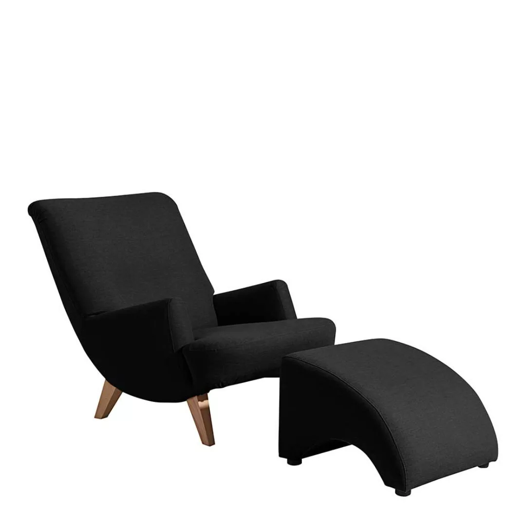 Stoff Wohnzimmer Sessel aus Flachgewebe Vierfußgestell aus Buche günstig online kaufen