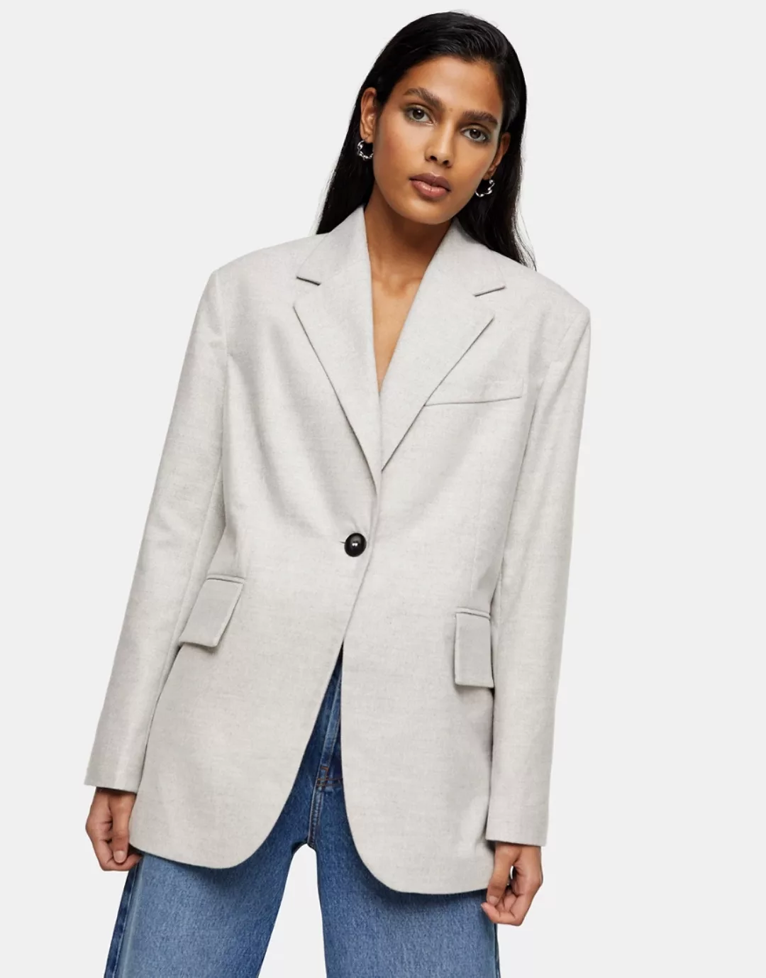 Topshop – Blazer aus Flanell in Grau günstig online kaufen