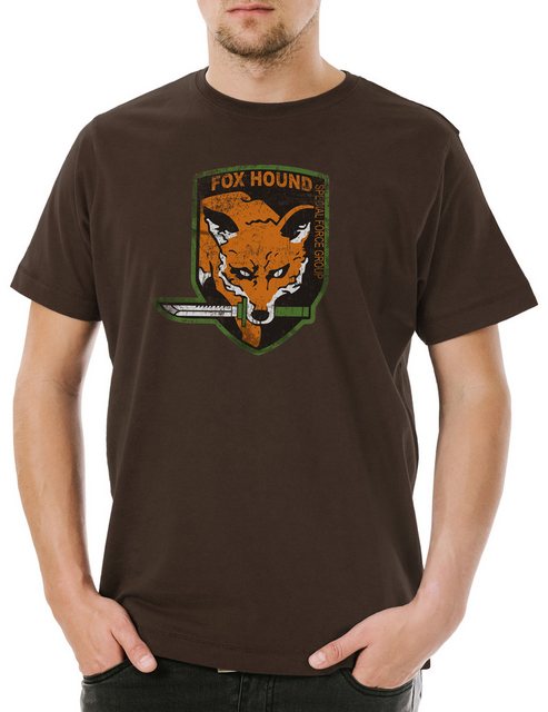 Urban Backwoods Print-Shirt Foxhound Logo Herren T-Shirt Big Boss Metal Fox günstig online kaufen