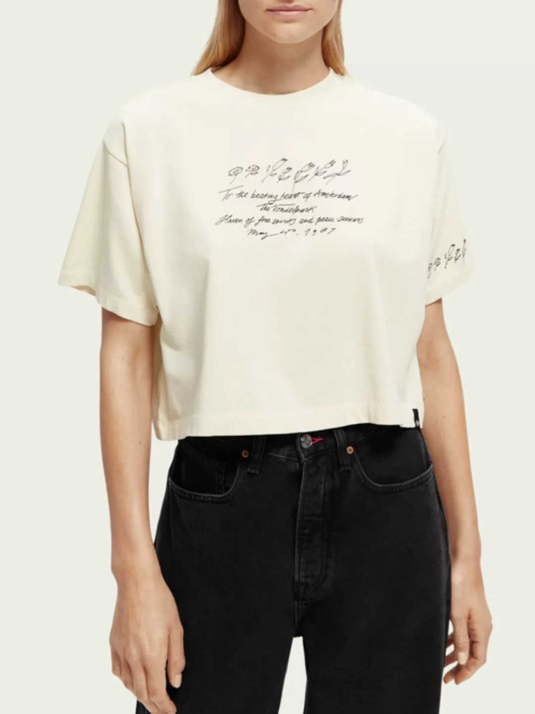 Scotch & Soda T-Shirt im Cropped Fit mit Stickerei günstig online kaufen