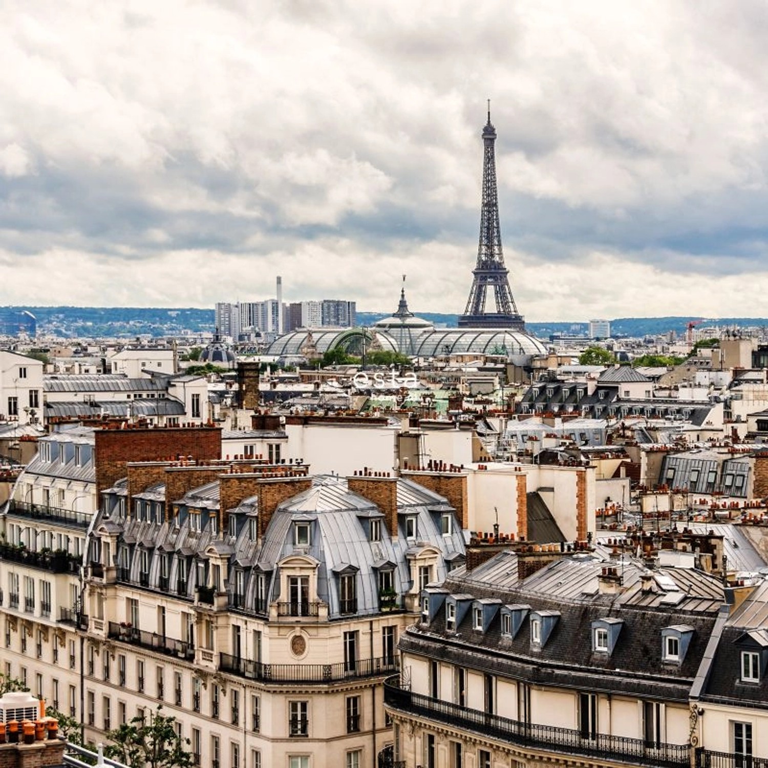 ESTAhome Fototapete Paris Ansicht Beige und Grau 2,79 x 2,79 m 158810 günstig online kaufen