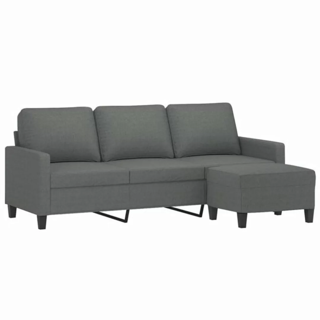 vidaXL Sofa 3-Sitzer-Sofa mit Hocker Dunkelgrau 180 cm Stoff günstig online kaufen