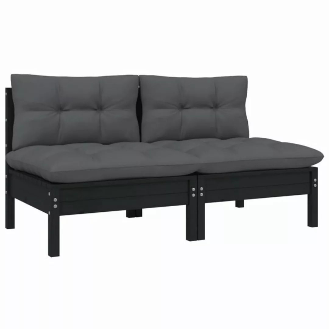 2-sitzer-gartensofa Mit Kissen Schwarz Massivholz Kiefer günstig online kaufen