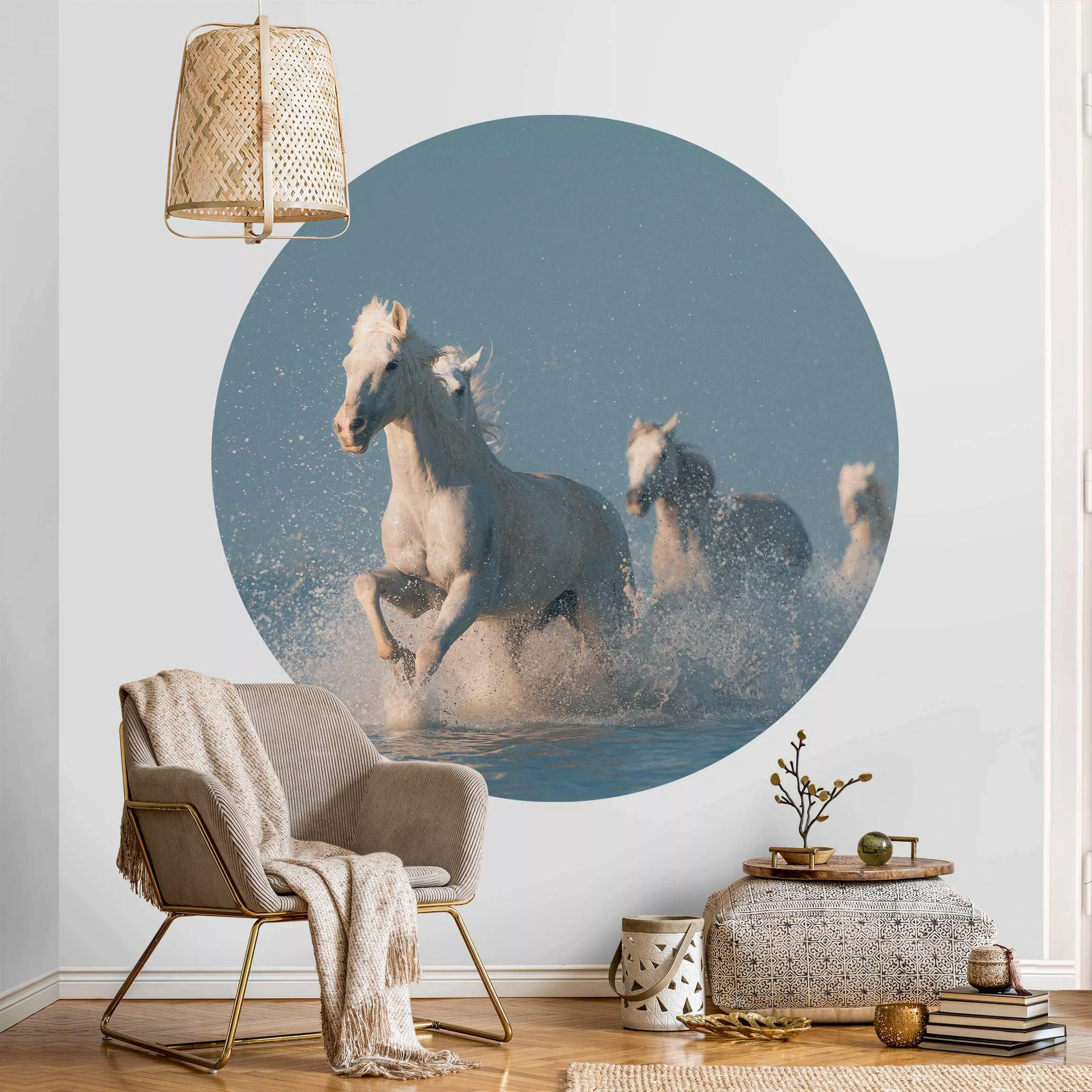 Bilderwelten Runde Tapete selbstklebend Schimmelherde weiß Gr. 50 x 50 günstig online kaufen