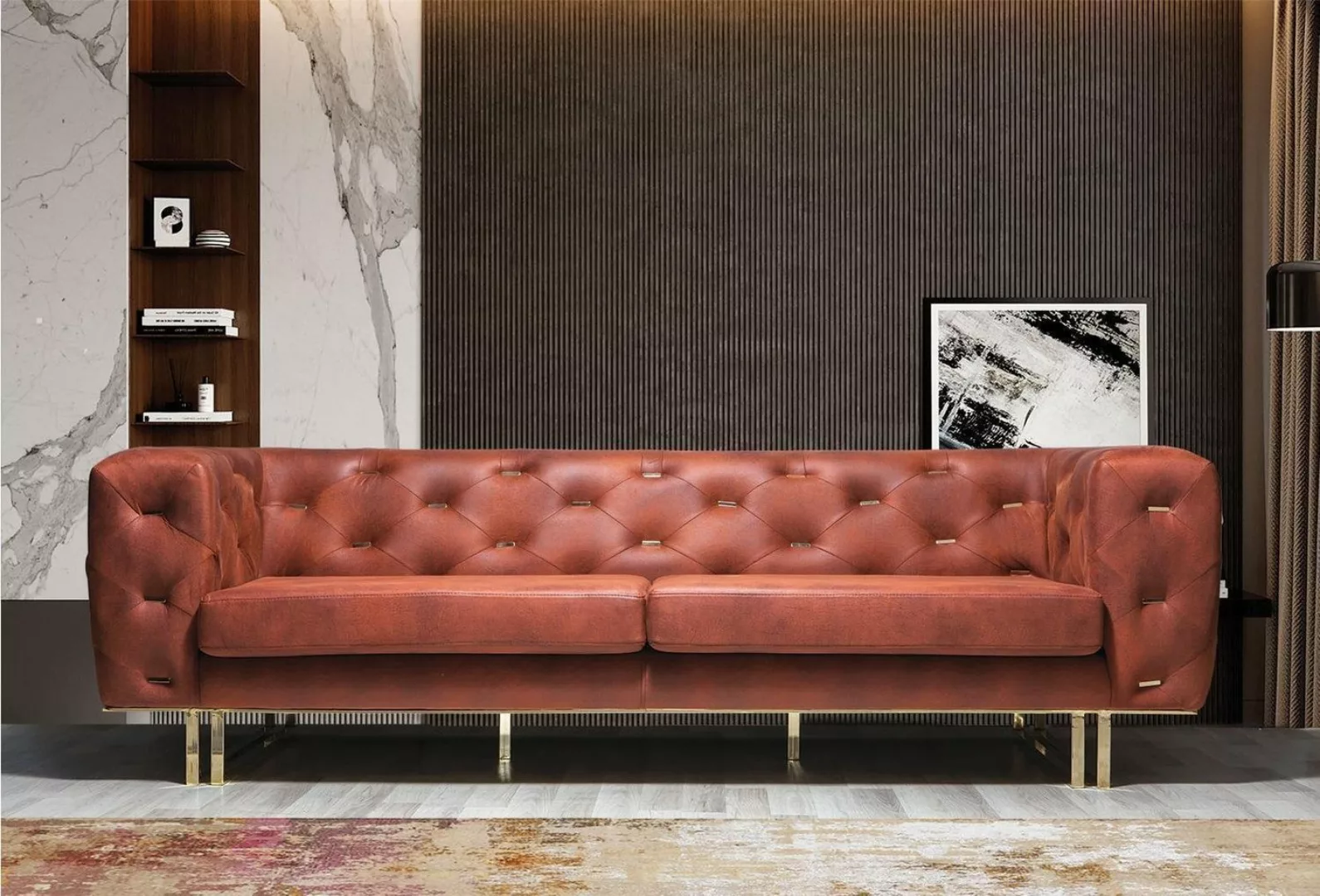 JVmoebel Chesterfield-Sofa, Chesterfield Couch Textil Stoff Sofa Edles Desi günstig online kaufen