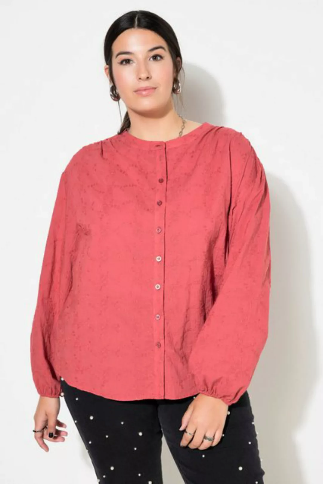 Studio Untold Satinbluse Bluse oversized Struktur-Qualität Ballon-Langarm günstig online kaufen