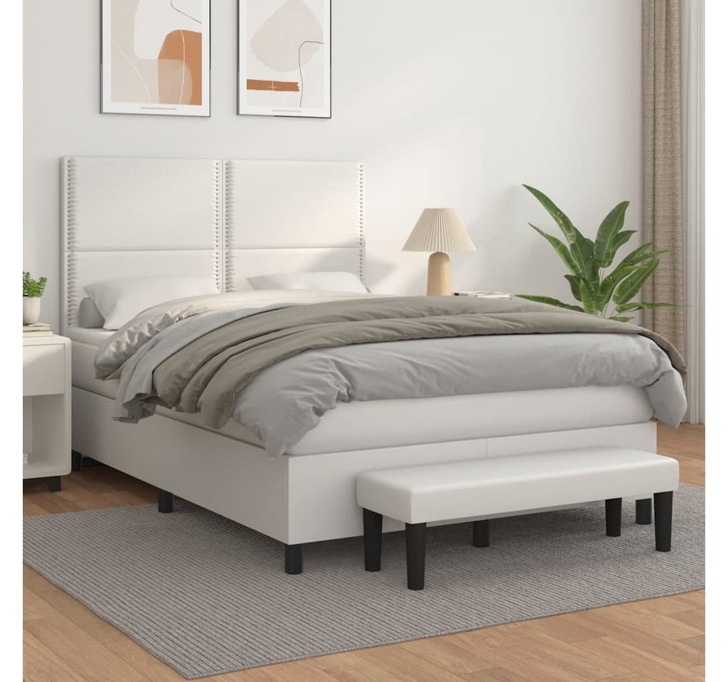 vidaXL Boxspringbett Boxspringbett mit Matratze und Fusshocker Kunstleder ( günstig online kaufen