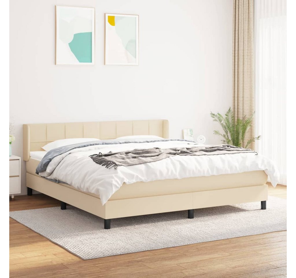 vidaXL Boxspringbett Boxspringbett mit Matratze Creme 180x200 cm Stoff Bett günstig online kaufen