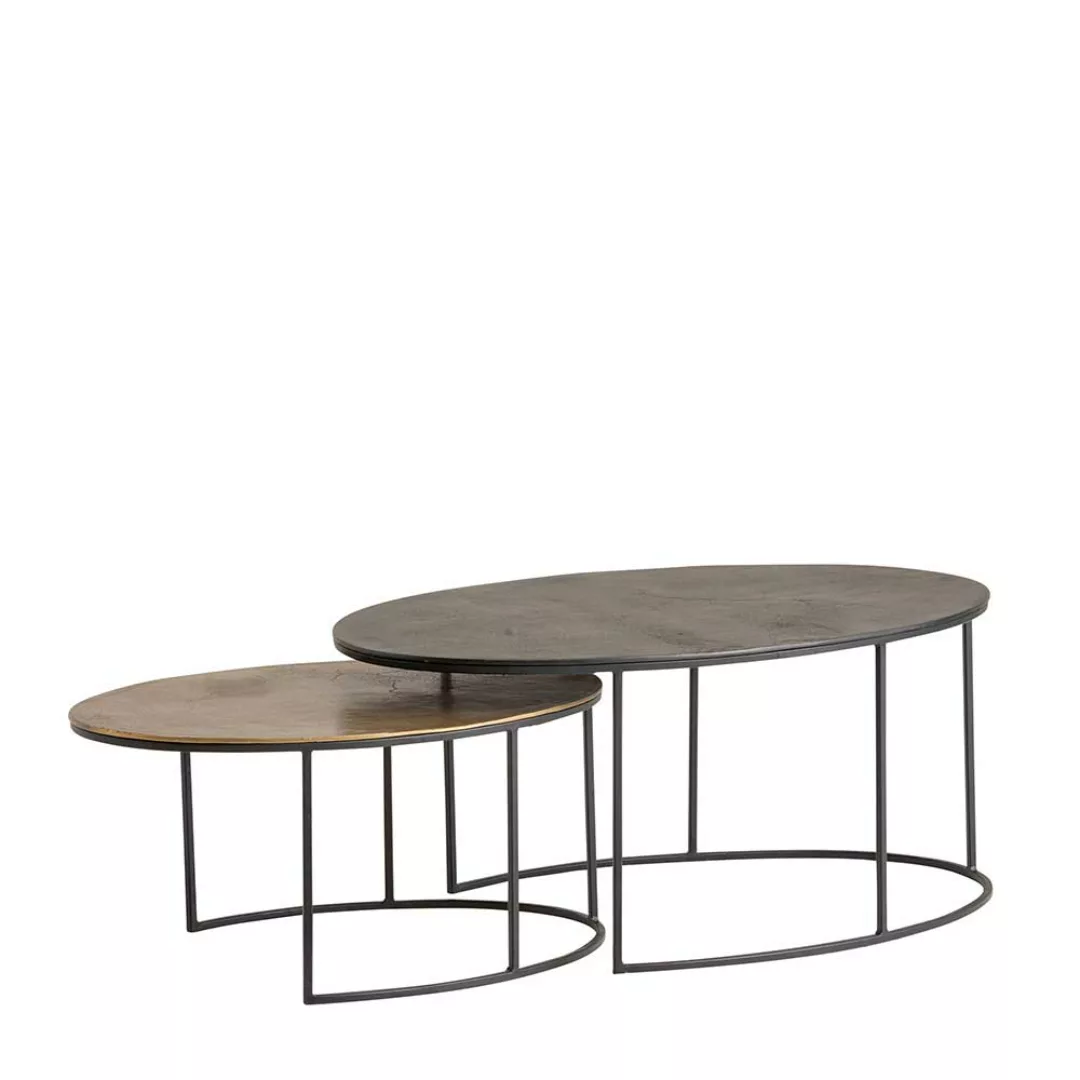 Wohnzimmer Tisch Set mit ovaler Tischplatte 46 cm hoch (zweiteilig) günstig online kaufen