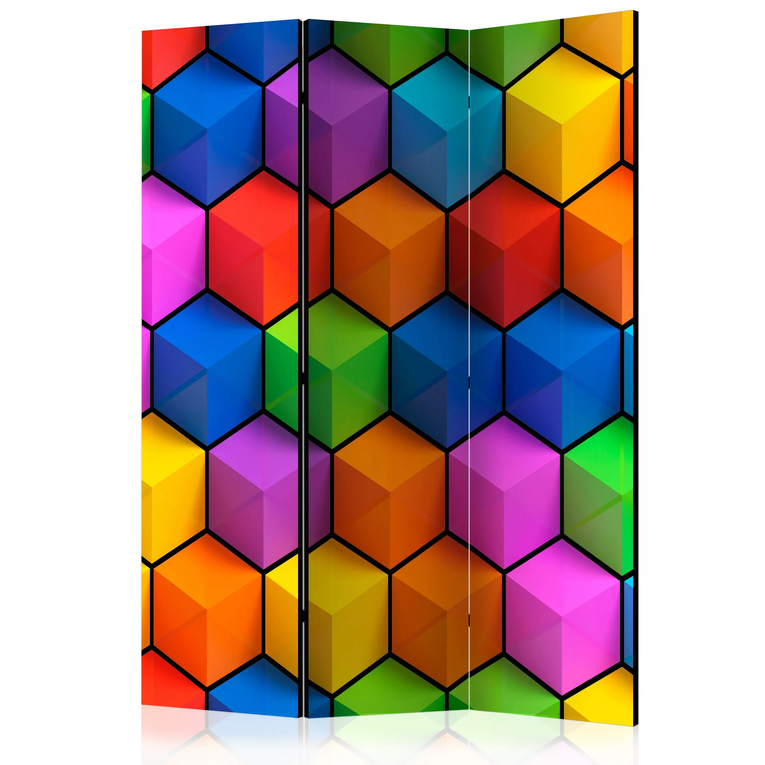 3-teiliges Paravent - Rainbow Geometry [room Dividers] günstig online kaufen