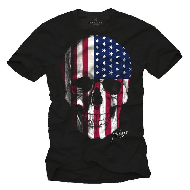 MAKAYA Print-Shirt Herren USA Flagge Amerika Fahne US Fahne Arme T-Shirt Mä günstig online kaufen