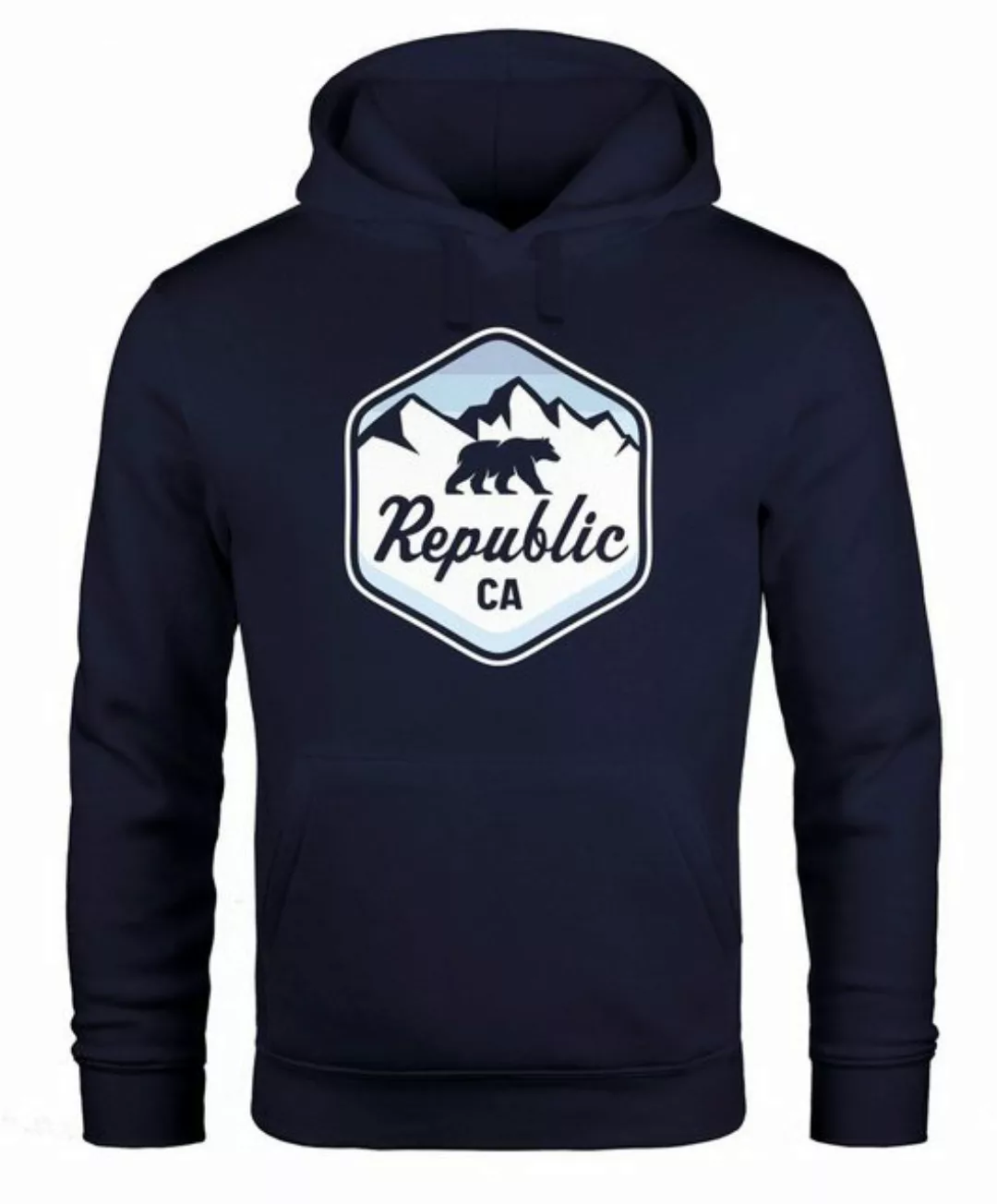 Neverless Hoodie Hoodie Herren Republic California Bär Berge Wappen Print A günstig online kaufen