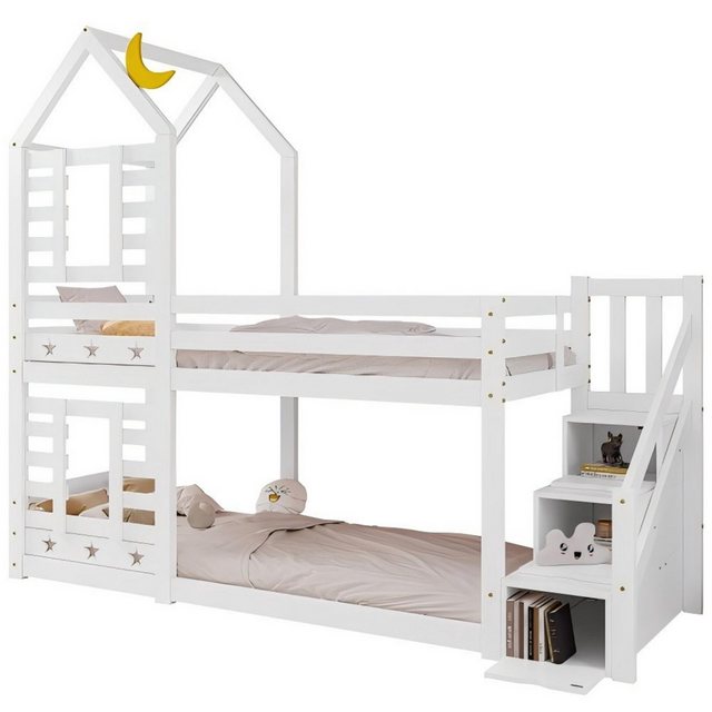 Odikalo Kinderbett 2x Hochbett Baumhaus Schublade Rausfallschutz 90x200 Lat günstig online kaufen